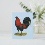 American Game BB Black Red Rooster Postkarte (Stehend Vorderseite)