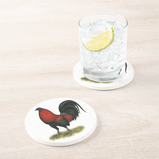 American Game BB Black Red Rooster Sandstein Untersetzer (Seite)