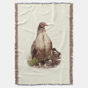 American Game Hen and Baby Chickens Decke