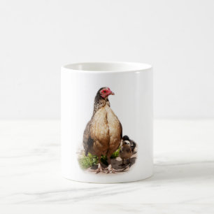 American Game Hen and Baby Chickens Kaffeetasse
