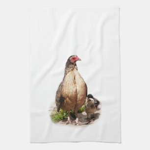 American Game Hen and Baby Chickens Küchentuch