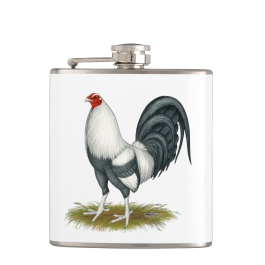 American Game Silver Blue Gamecock Flachmann (Vorderseite)