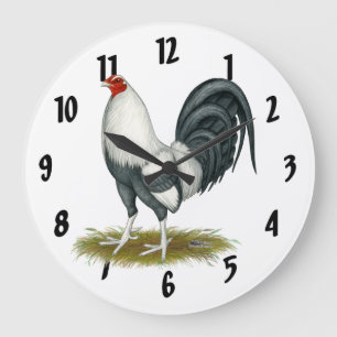 American Game Silver Blue Gamecock Große Wanduhr