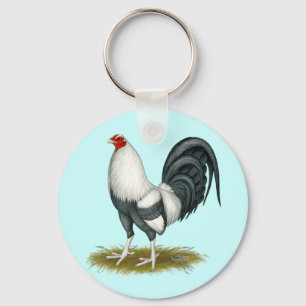 American Game Silver Blue Gamecock Schlüsselanhänger