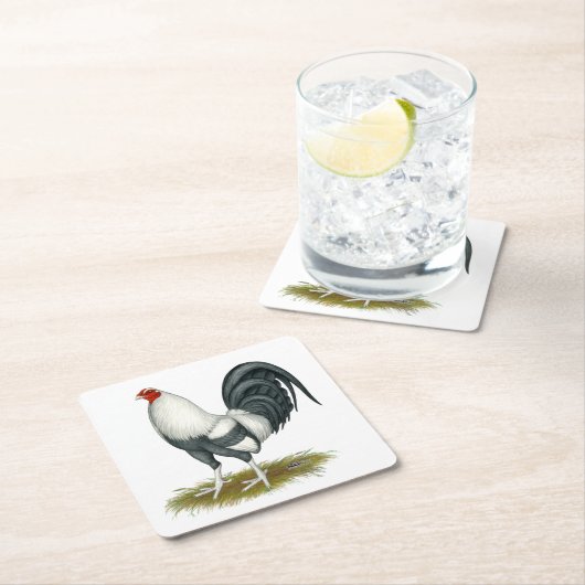 American Game Silver Gamecock Rechteckiger Pappuntersetzer (Vor Ort)