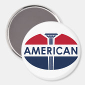 American Gas Station Schild. Flachversion Magnet (Vorderseite/Rückseite)