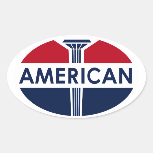 American Gas Station Schild. Flachversion Ovaler Aufkleber (Vorderseite)