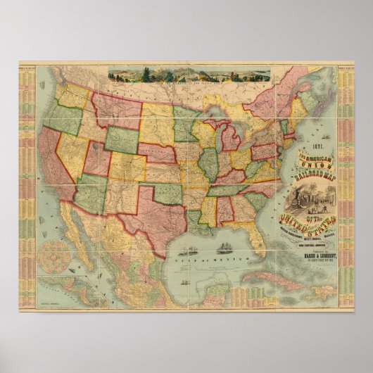 American Gewerkschaft Railroad Map The United Staa Poster (Vorne)