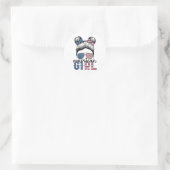 American Girl 4. Juli Messy Bun Usa Flag Ameri Runder Aufkleber (Tasche)