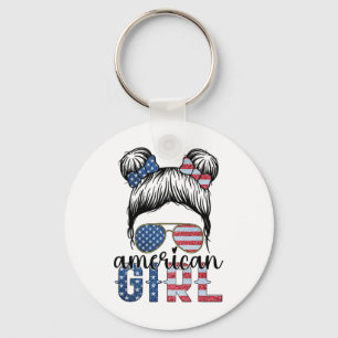 American Girl 4. Juli Messy Bun Usa Flag Ameri Schlüsselanhänger