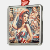 American Girl Button-Up Collage Ornament Aus Metall (Links)