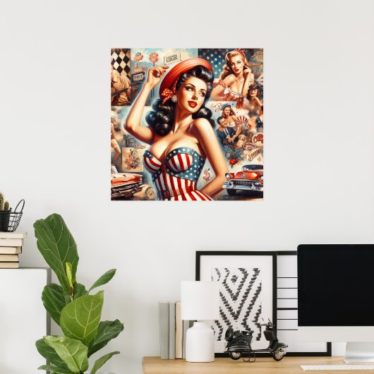 American Girl Button-Up Collage Poster (Heimbüro)