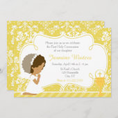 American Girl First Commune Gold Damask Einladung (Vorne/Hinten)