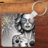 American Girl Flag Sonnenbrille und Firework Custo Schlüsselanhänger (Rückseite)