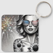 American Girl Flag Sonnenbrille und Firework Custo Schlüsselanhänger (Rückseite)