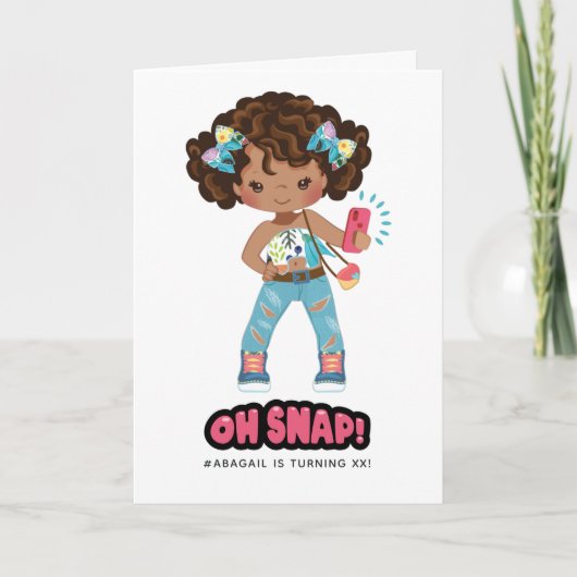 American Girl Foto Stand Selfie Geburtstag Einladung (Vorderseite)