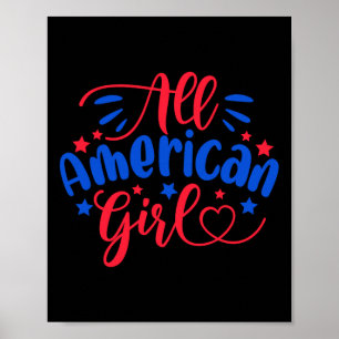 American Girl Independence Day 4. Juli USA Flag A Poster