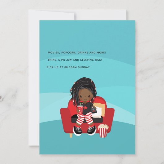 American Girl Movie Night Sleepover Party Einladung (Rückseite)