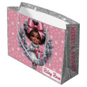 American Girl Pink & Silver Holiday Groß Große Geschenktüte (Rückseite Schrägansicht)