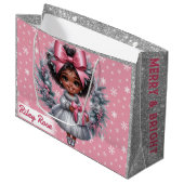 American Girl Pink & Silver Holiday Groß Große Geschenktüte (Vorderseite Schrägansicht)