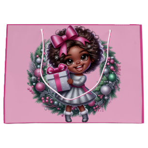 American Girl Pink & Silver Holiday Große Geschenktüte
