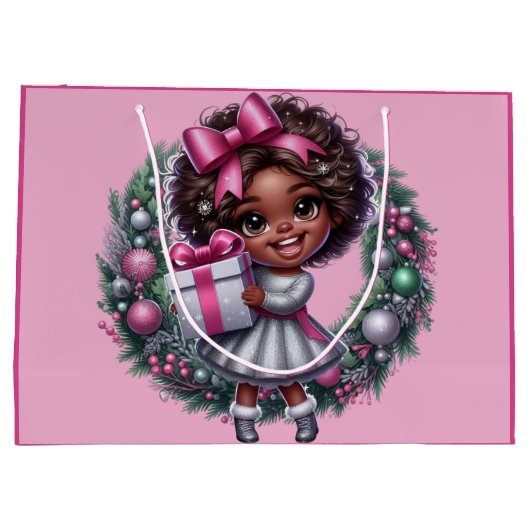 American Girl Pink & Silver Holiday Große Geschenktüte (Rückseite)
