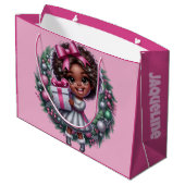 American Girl Pink & Silver Holiday Große Geschenktüte (Rückseite Schrägansicht)