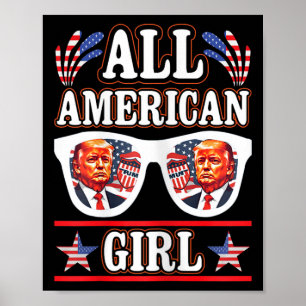 American Girl Retro Liebe Herz Trump USA Poster