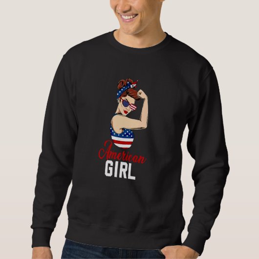 American Girl Rosie The Riveter Labor Day USA Flag Sweatshirt (Vorderseite)