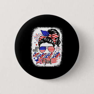 American girl usa flag 4th july women kids patriot button