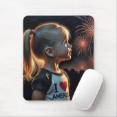 American Girl Watching Fireworks Mousepad (Mit Mouse)