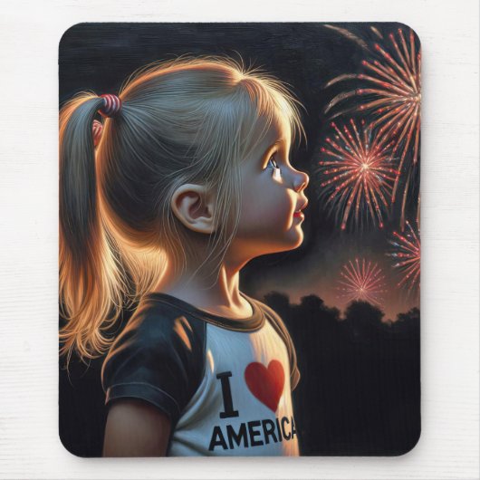 American Girl Watching Fireworks Mousepad (Vorne)