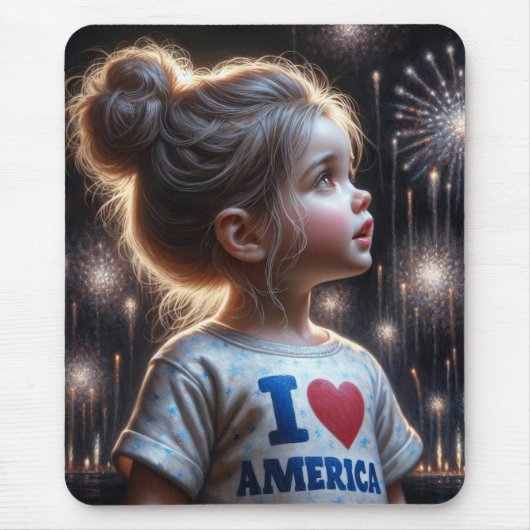 American Girl Watching Fireworks Mousepad (Vorne)