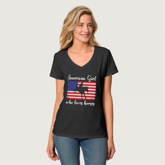 American Girl who loves eventing horses rider 4 T-Shirt (Vorderseite Vollansicht)