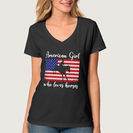 American Girl who loves eventing horses rider 4 T-Shirt (Vorderseite)
