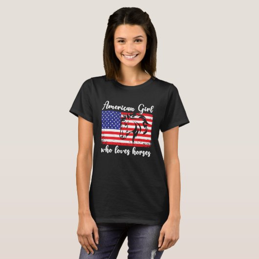American girl who loves horses rider 1 T-Shirt (Vorne ganz)