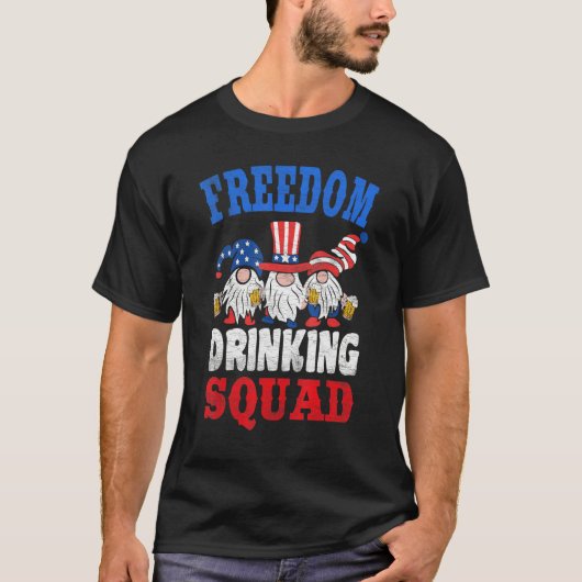American Gnomes Drinking Usa Patriotic Gnome 4th O T-Shirt (Vorderseite)