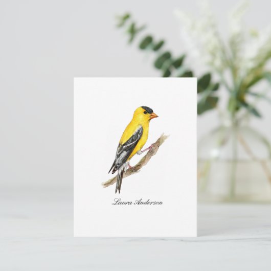 American gold fing bird flat Note card Dankeskarte (Stehend Vorderseite)