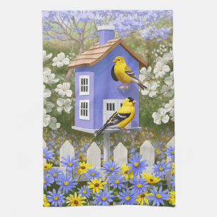 American Goldfinch Bird House Flower Garden Geschirrtuch