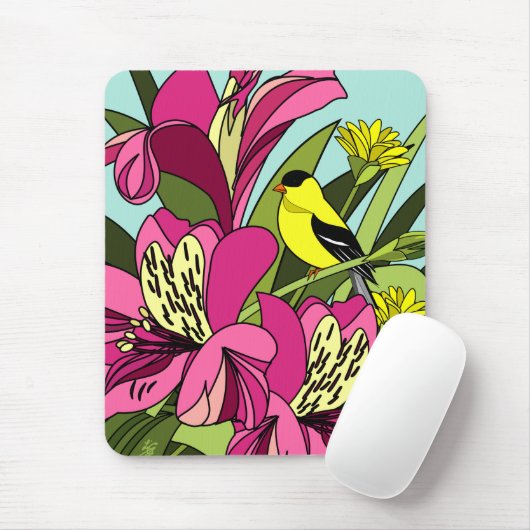 American Goldfinch Bird Mousepad (Mit Mouse)