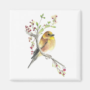 American Goldfinch Bird Watercolor Art Magnet