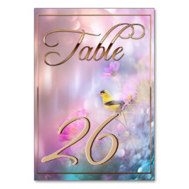 American Goldfinch & Blume/Gold Trimm Tischnummer