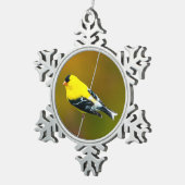 American Goldfinch - Originalfotografie Schneeflocken Zinn-Ornament (Rechts)