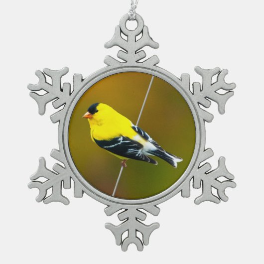American Goldfinch - Originalfotografie Schneeflocken Zinn-Ornament (Vorderseite)
