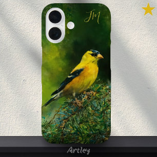 American Goldfinch Painting Individuelle Name iPhone 16 Hülle