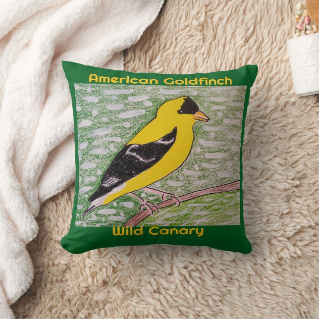 American Goldfinch Wild Canary Forest Green Kissen (Decke)