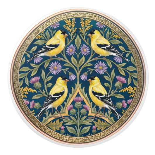 American Goldfinches Bird Ceramic Pull Knob Keramikknauf (Vorderseite)