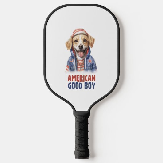 American GoodBoy Dog US Jacket im Juli Pickleball Schläger (Vorderseite)