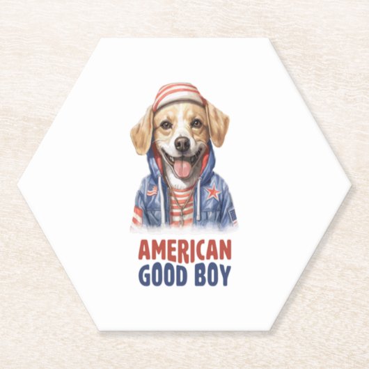 American GoodBoy Dog US Jacket im Juli Untersetzer (Vorderseite)