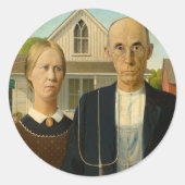 American Gothic, 1930 von Grant Wood Runder Aufkleber (Vorderseite)